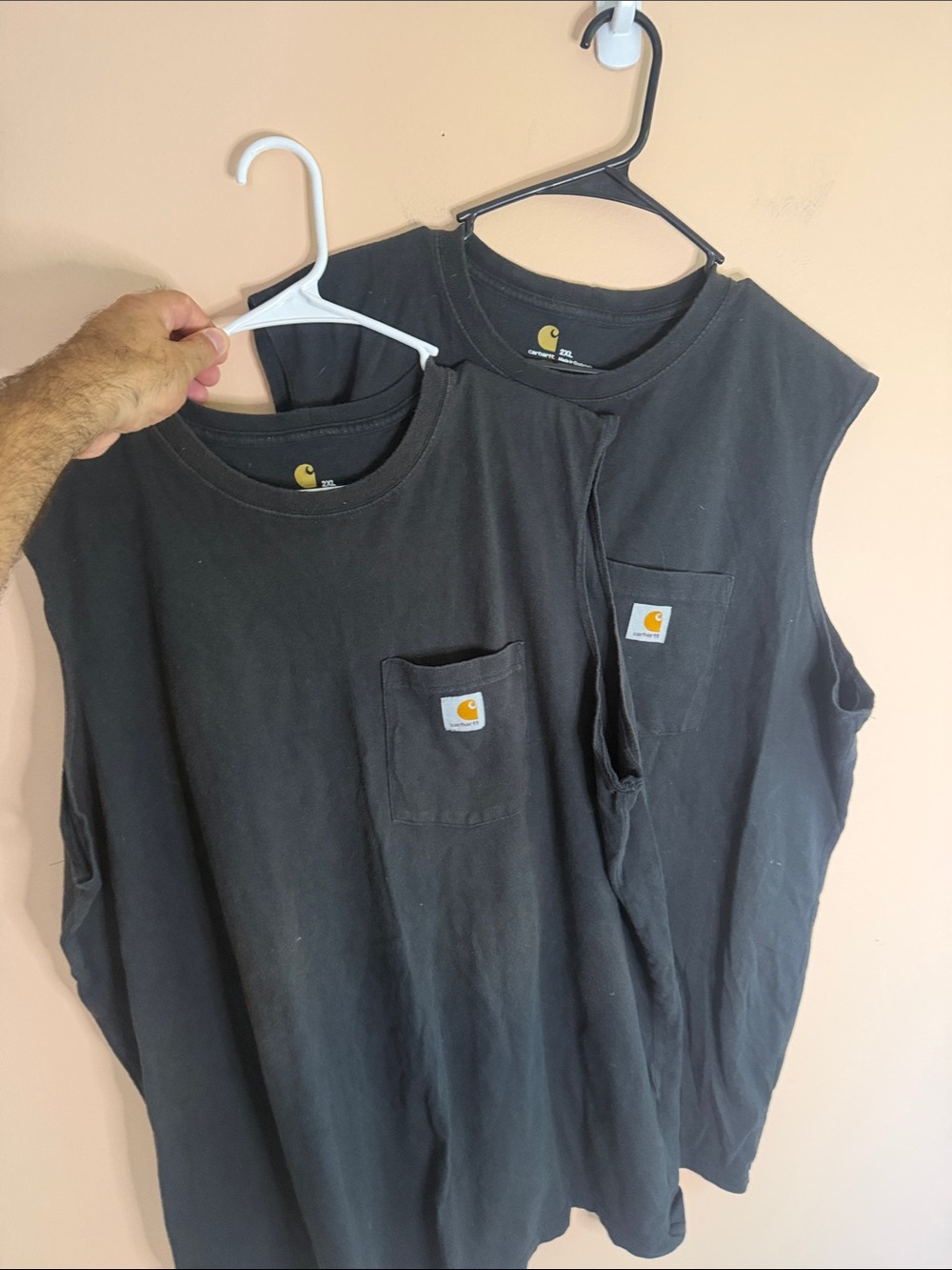 2 Pack-Carhartt Black Sleeveless Pocket Tee with Logo Patch